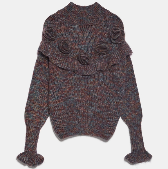 Zara ruffled mohair sweater knit flower - Picture 10 of 11